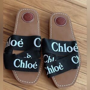 Black Sandals with Logo Straps